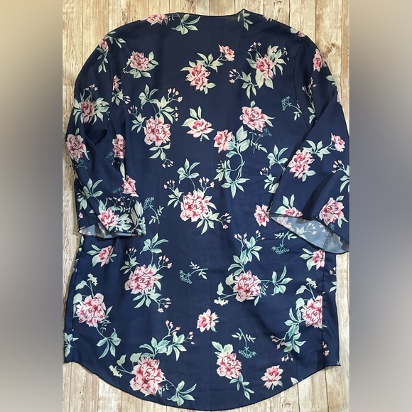 Women's 3/4 Sleeve Floral Kimono Cardigan, Sheer Loose Shawl Chiffon Cover-Up - Picture 7 of 10